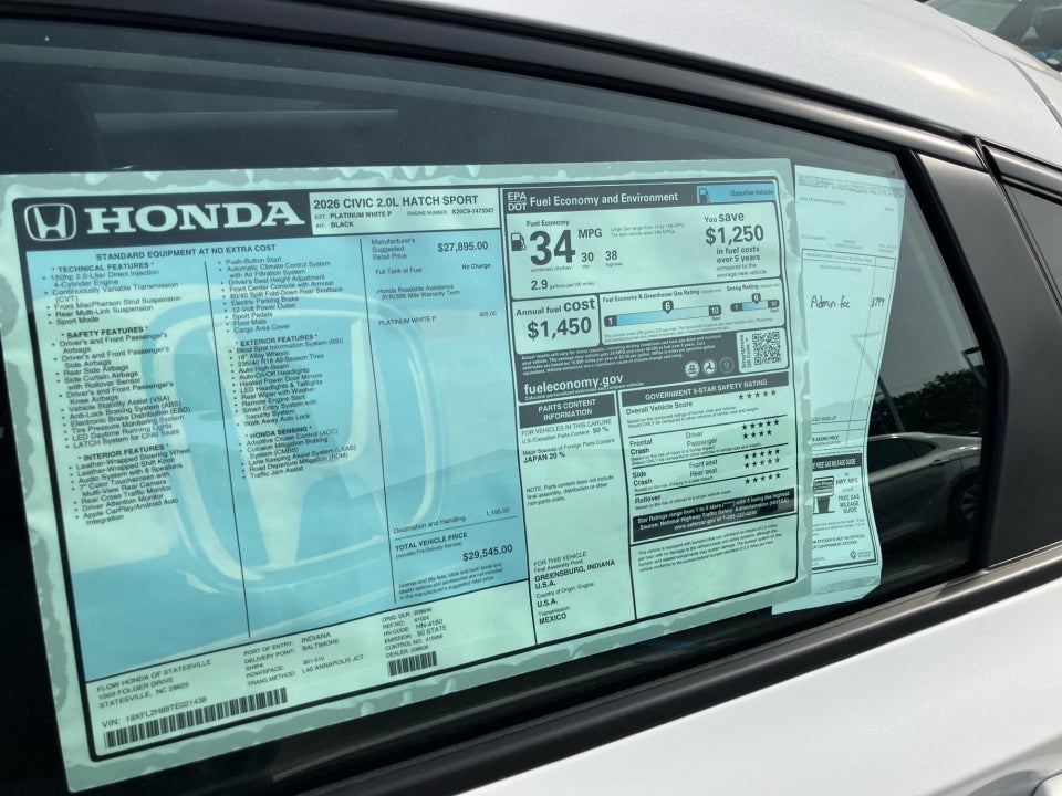 2026 Honda Civic Hatchback Sport