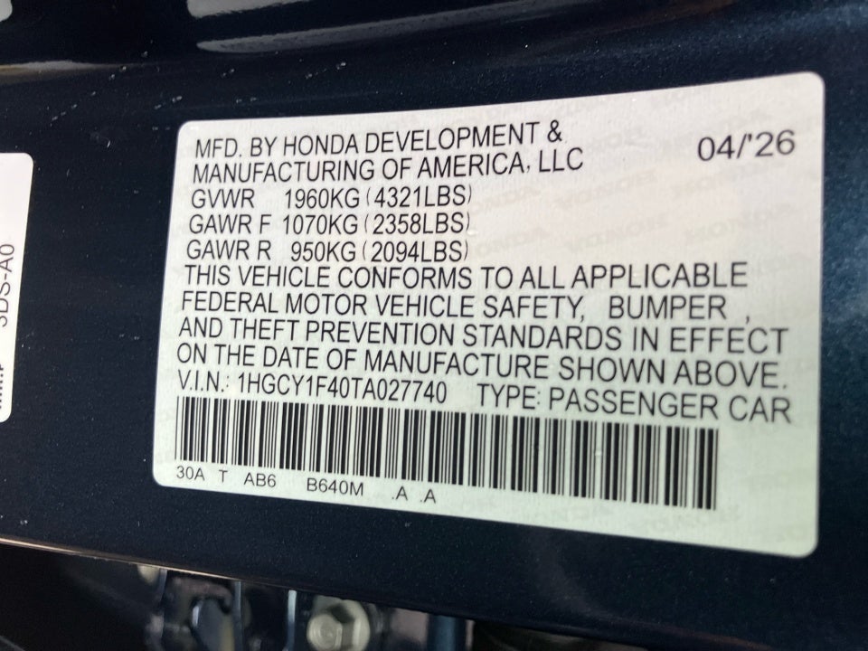 2026 Honda Accord Sedan SE