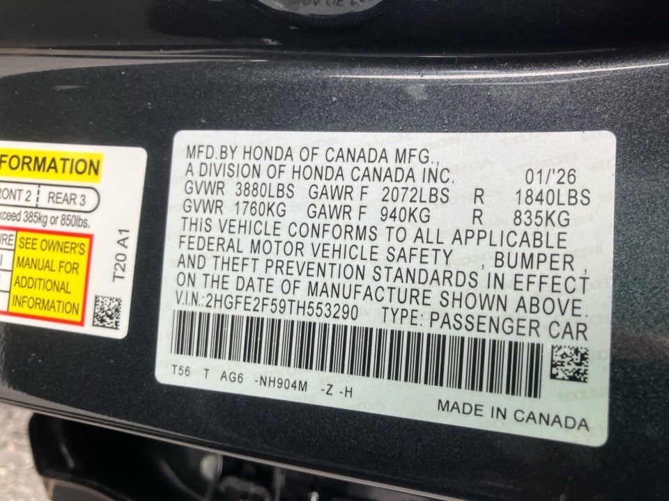 2026 Honda Civic Sedan Sport