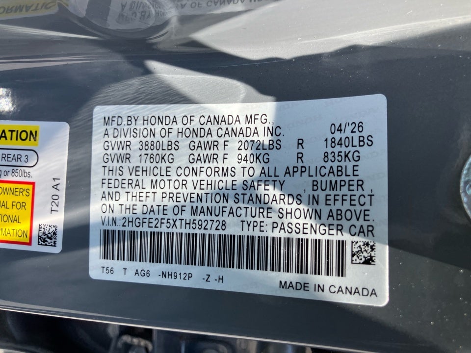 2026 Honda Civic Sedan Sport