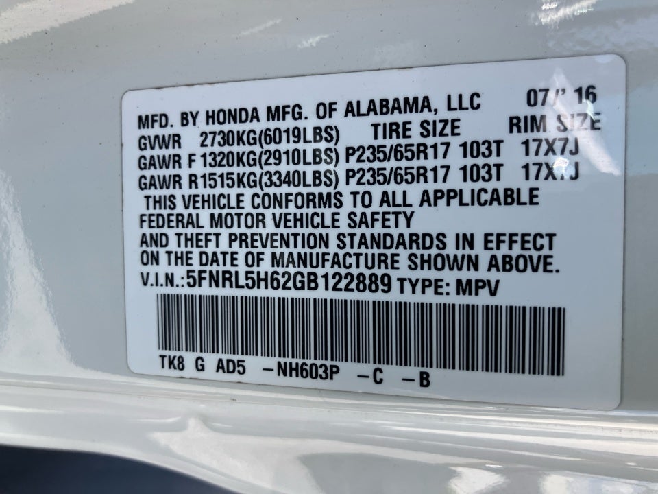 2016 Honda Odyssey EX-L