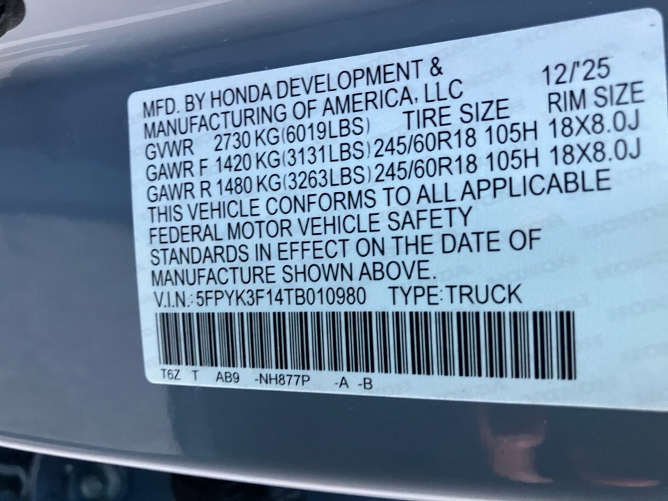 2026 Honda Ridgeline Sport