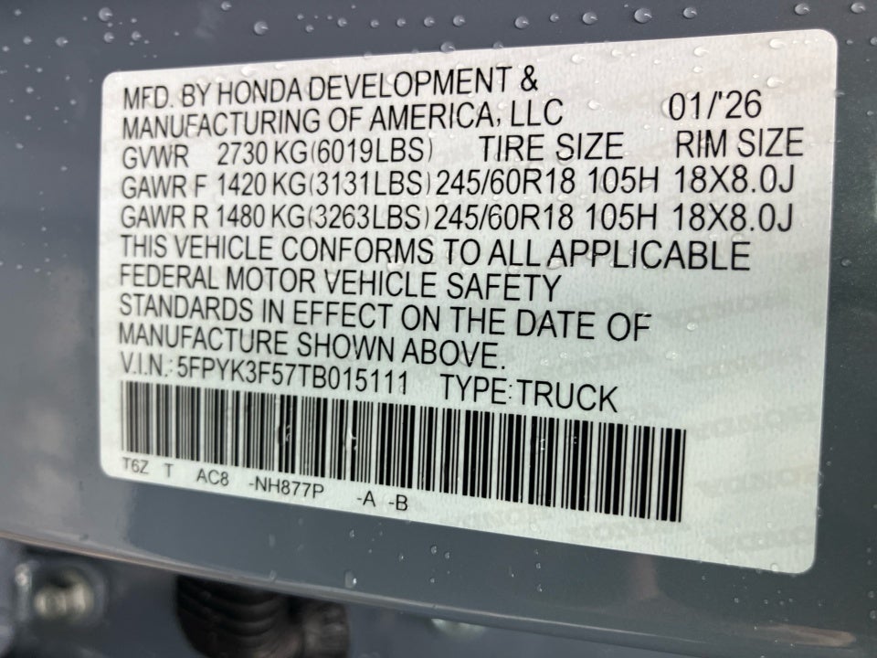 2026 Honda Ridgeline RTL