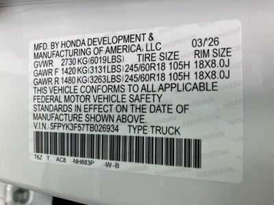 2026 Honda Ridgeline RTL