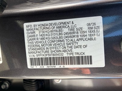 2026 Honda Ridgeline RTL