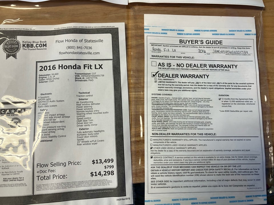 2016 Honda Fit LX