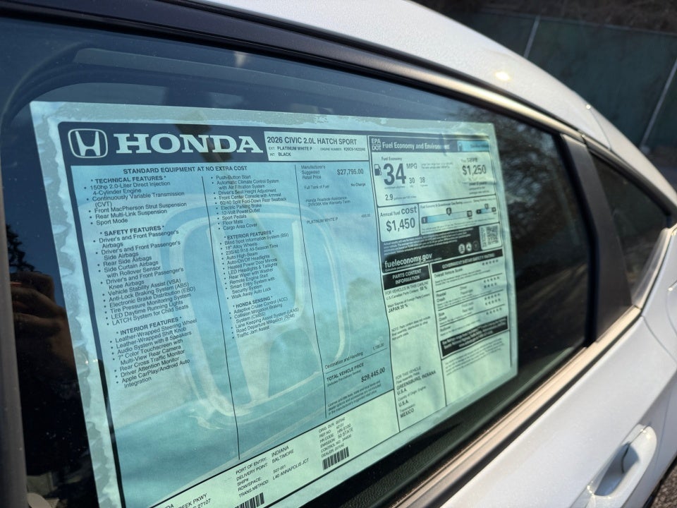 2026 Honda Civic Hatchback Sport