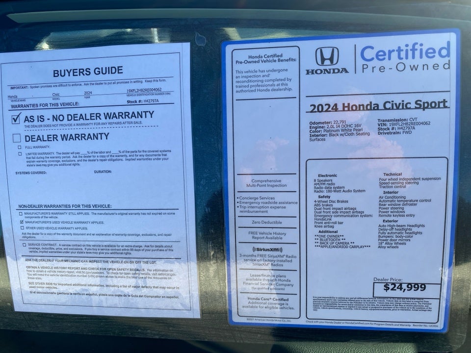 2024 Honda Civic Hatchback Sport