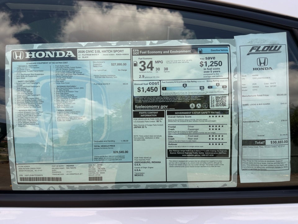 2026 Honda Civic Hatchback Sport