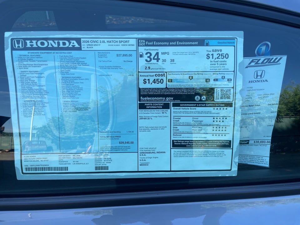 2026 Honda Civic Hatchback Sport