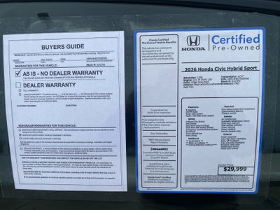 2026 Honda Civic Hybrid Sport