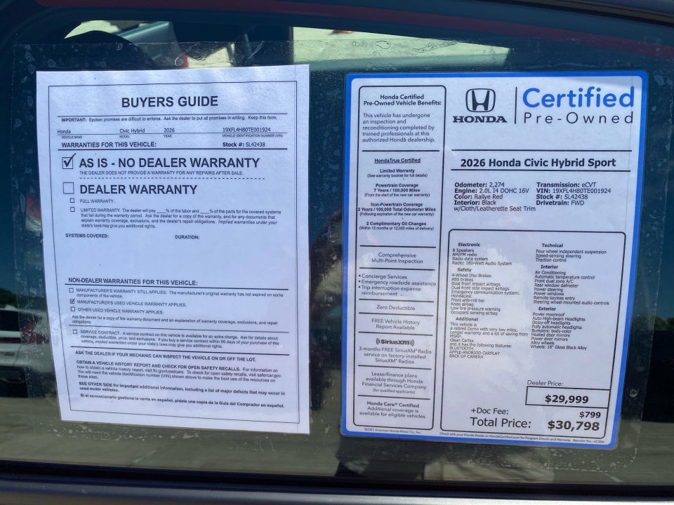 2026 Honda Civic Hybrid Sport