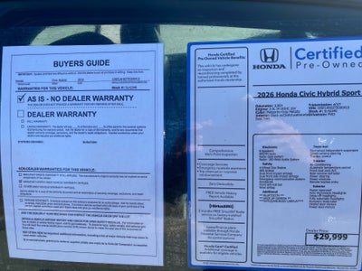 2026 Honda Civic Hybrid Sport