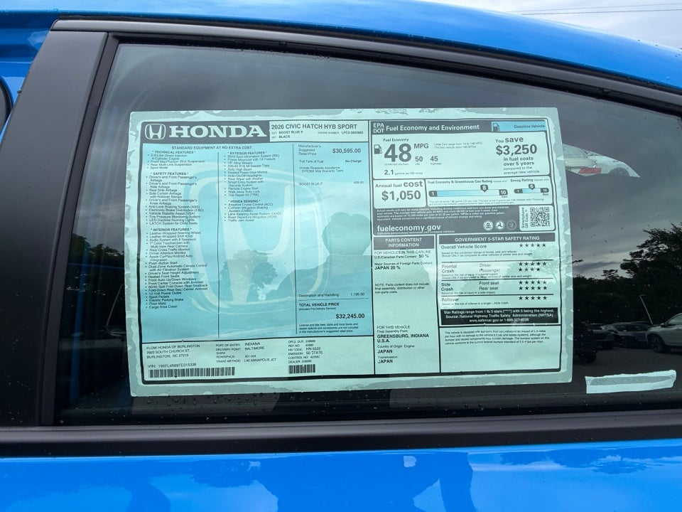 2026 Honda Civic Hybrid Sport