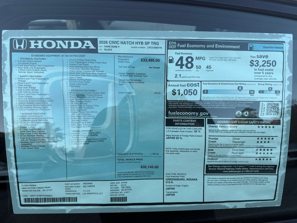 2026 Honda Civic Hybrid Sport Touring