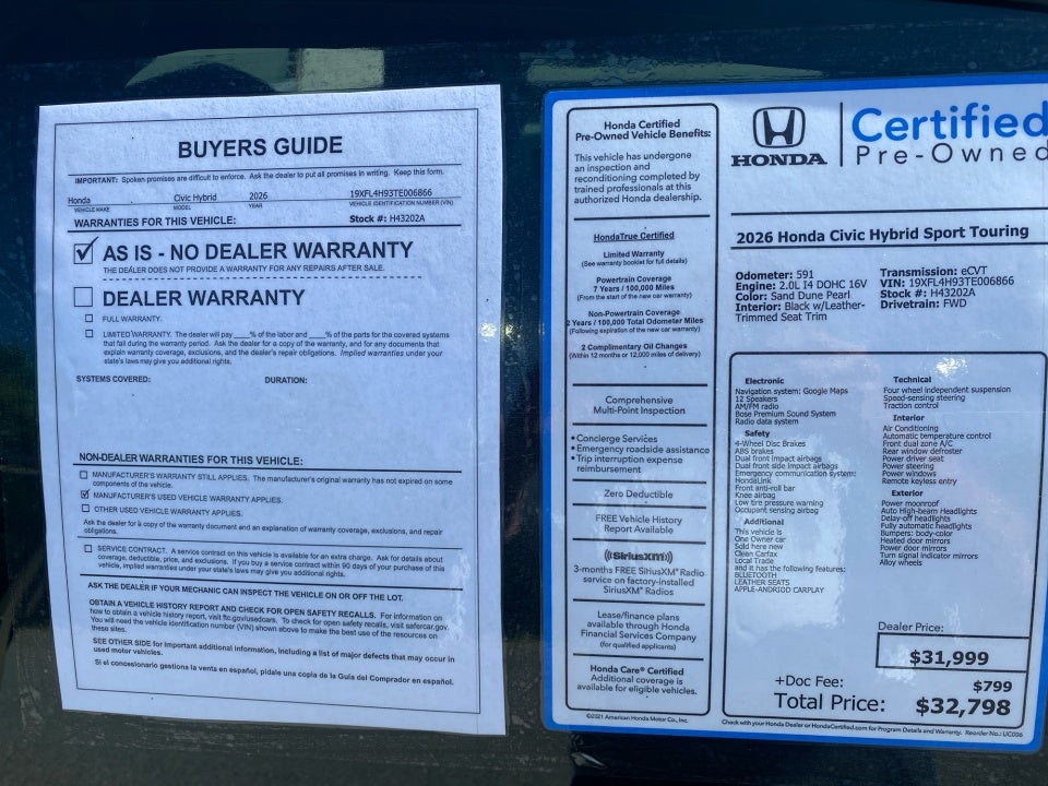 2026 Honda Civic Hybrid Sport Touring