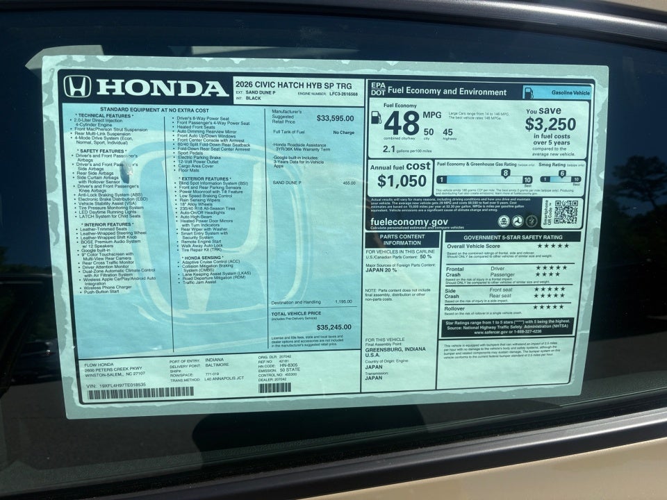 2026 Honda Civic Hybrid Sport Touring