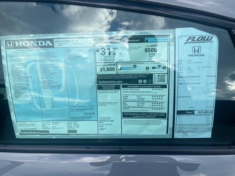 2026 Honda Accord Sedan SE