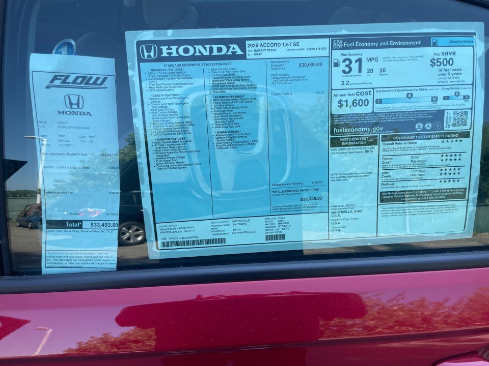 2026 Honda Accord Sedan SE