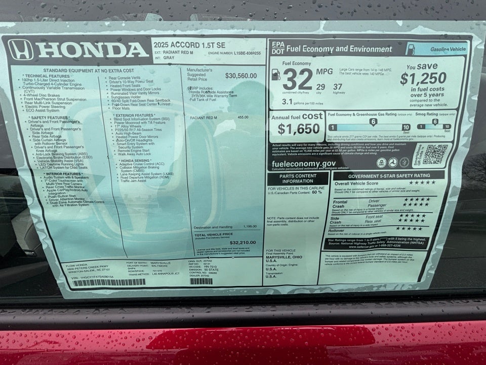 2025 Honda Accord Sedan SE