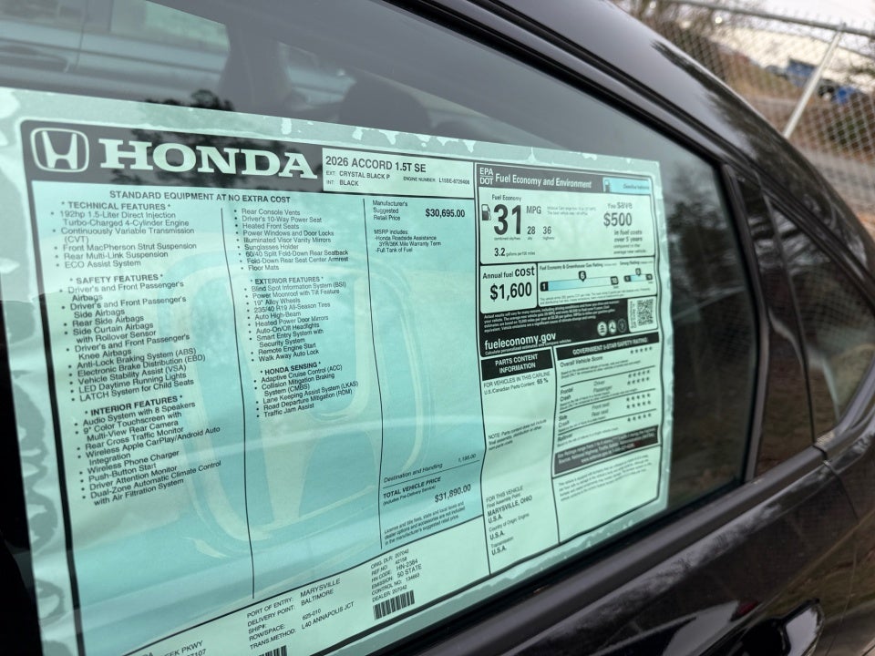 2026 Honda Accord Sedan SE