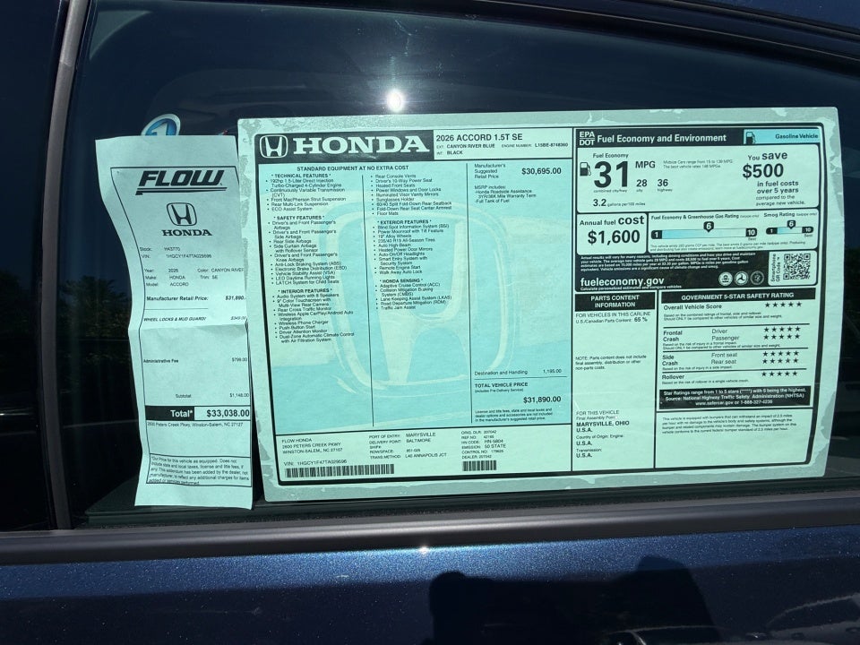 2026 Honda Accord Sedan SE