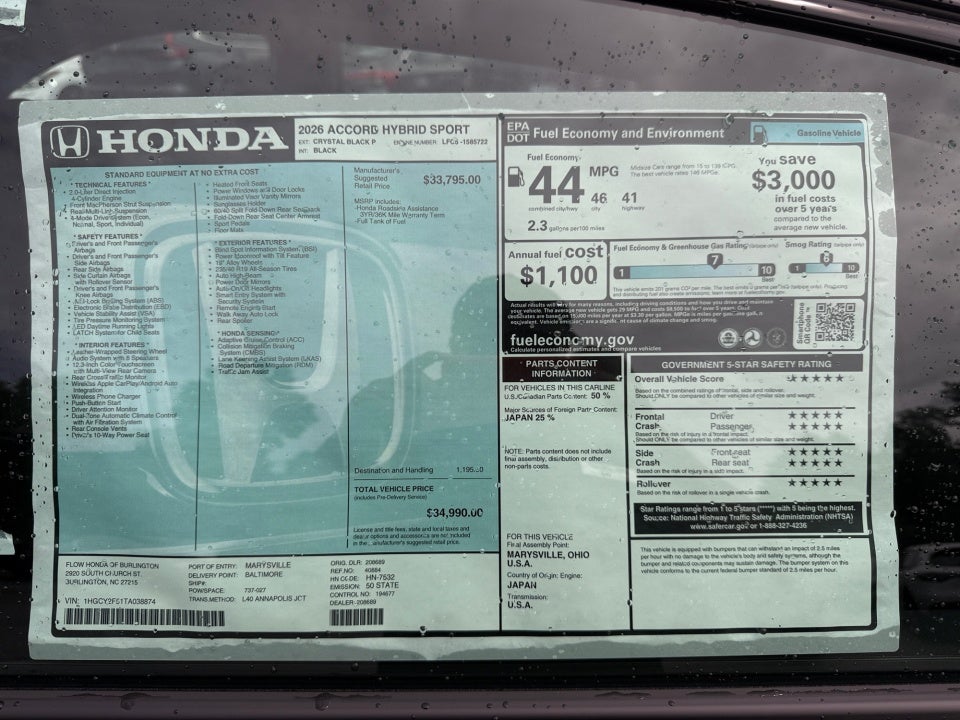 2026 Honda Accord Hybrid Sport
