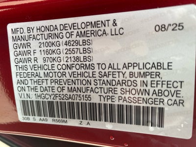 2025 Honda Accord Hybrid Sport