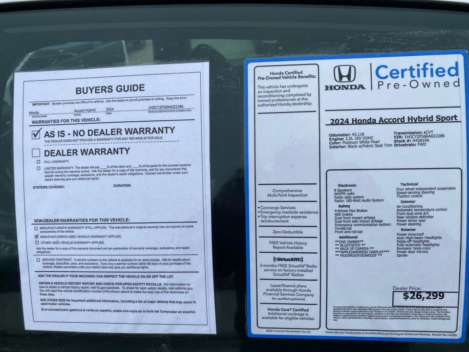 2024 Honda Accord Hybrid Sport