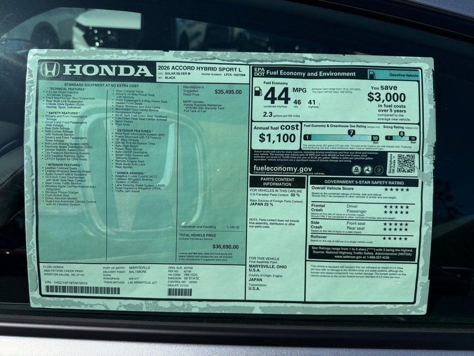 2026 Honda Accord Hybrid Sport-L