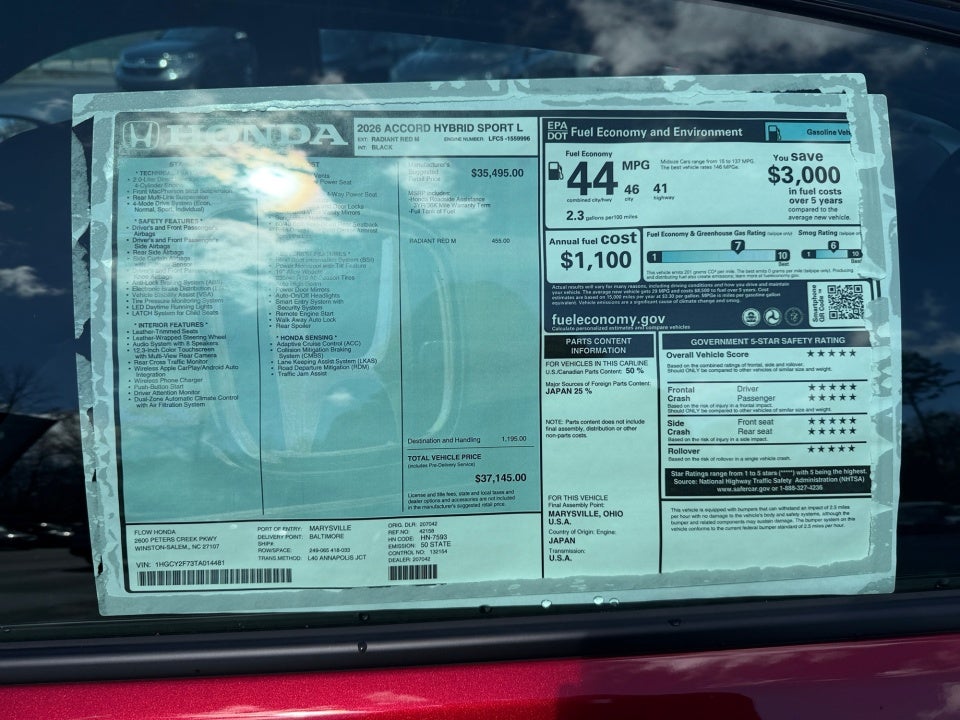 2026 Honda Accord Hybrid Sport-L