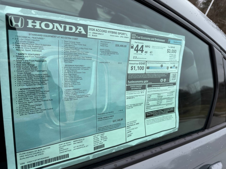 2026 Honda Accord Hybrid Sport-L