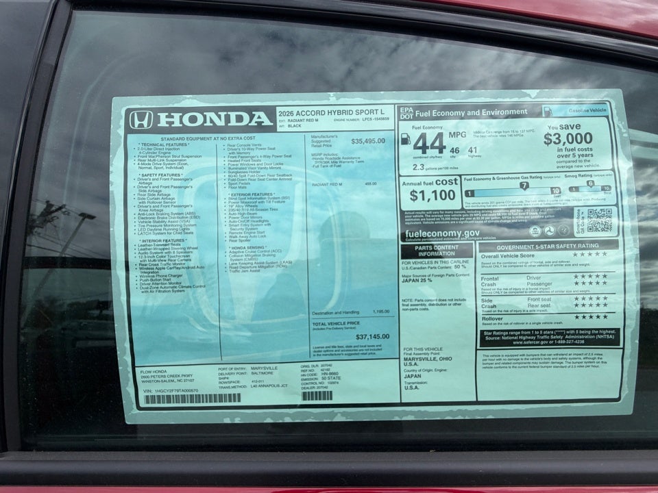 2026 Honda Accord Hybrid Sport-L