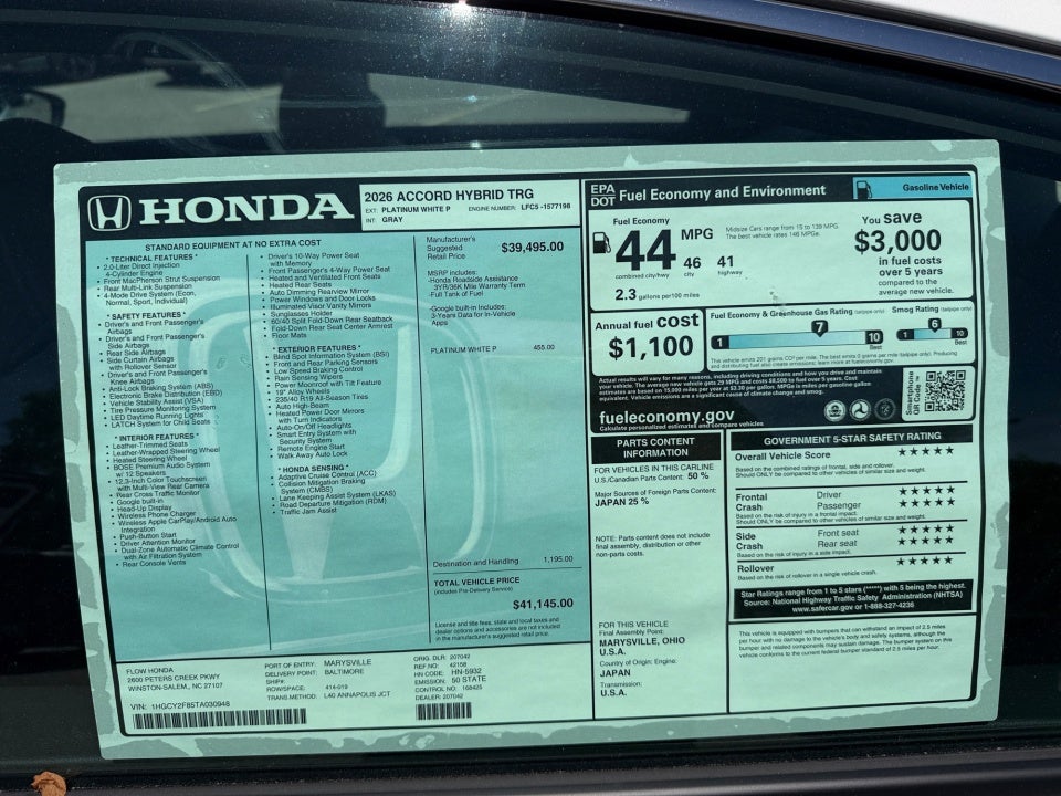 2026 Honda Accord Hybrid Touring