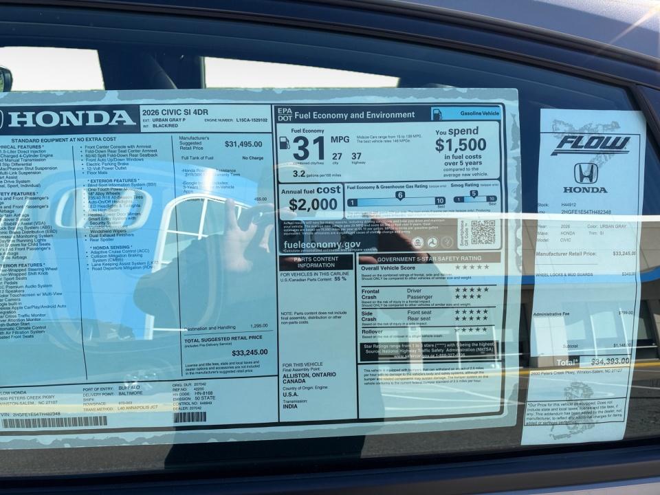 2026 Honda Civic Si Sedan