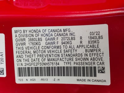 2022 Honda Civic Sedan Sport