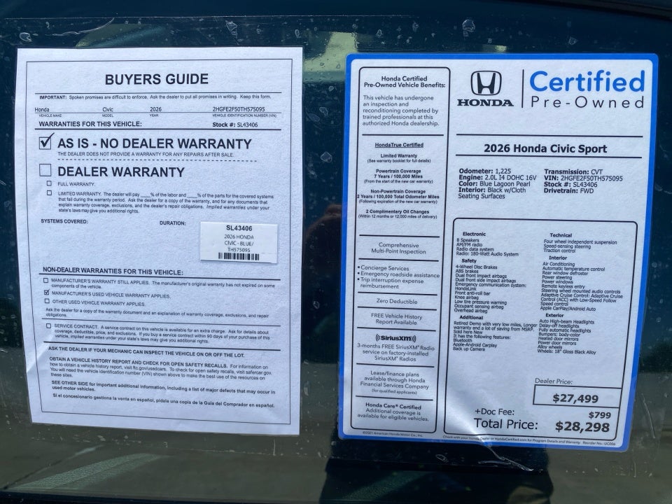 2026 Honda Civic Sedan Sport