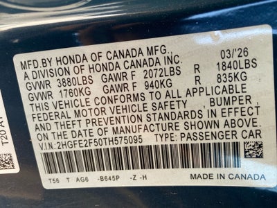 2026 Honda Civic Sedan Sport