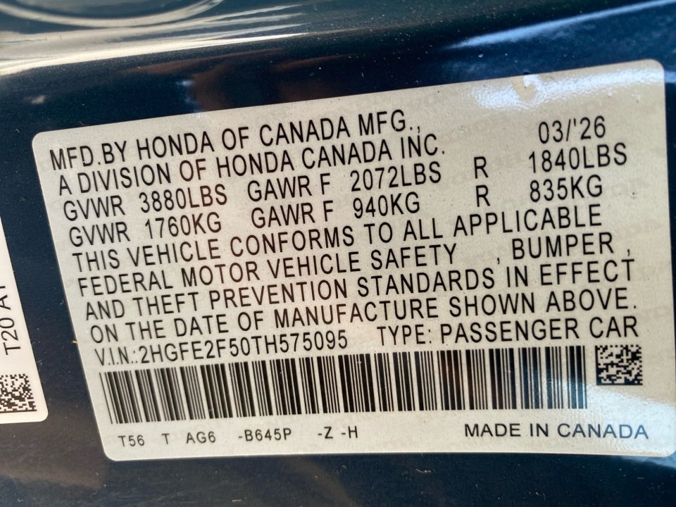 2026 Honda Civic Sedan Sport