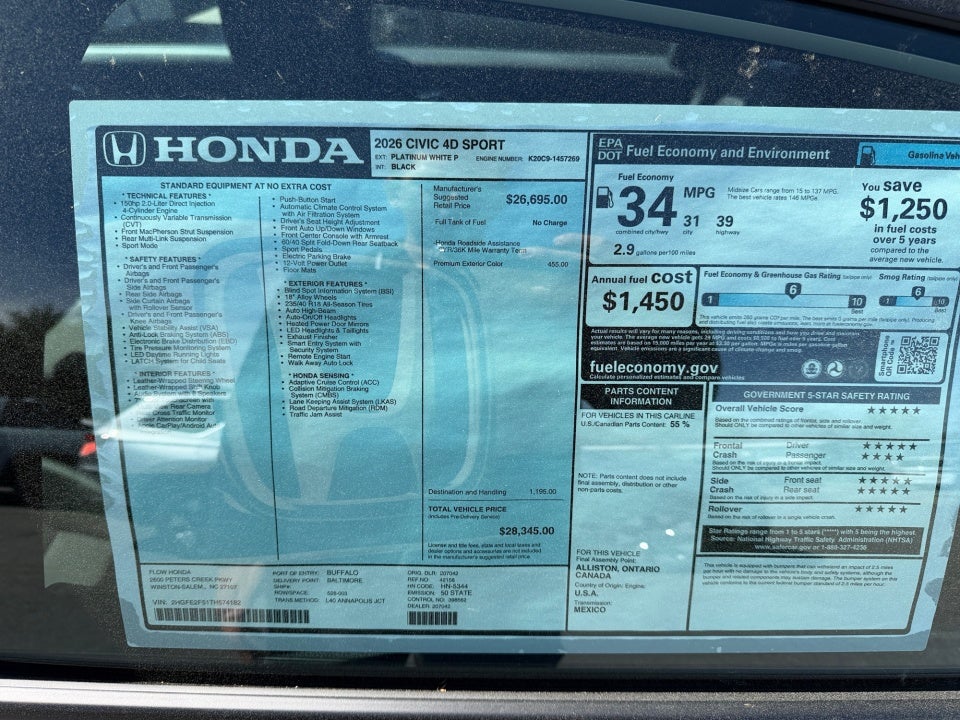 2026 Honda Civic Sedan Sport