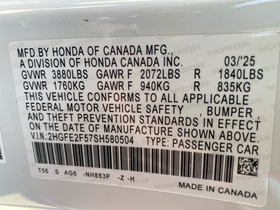 2025 Honda Civic Sedan Sport