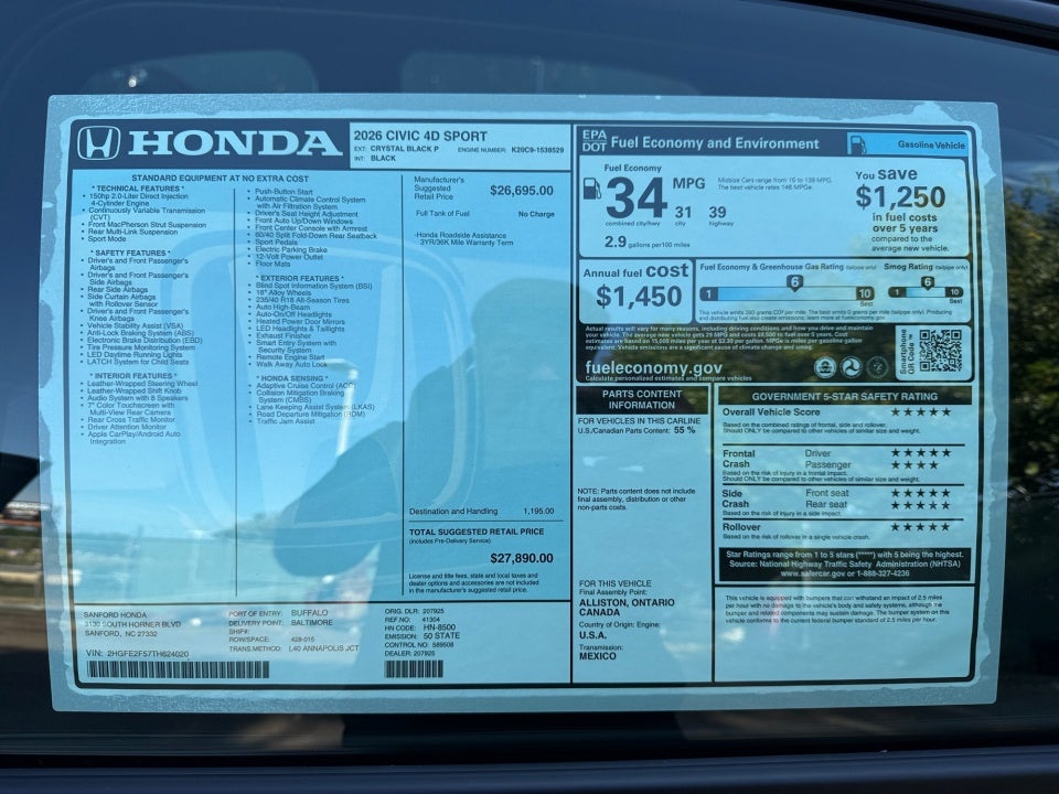 2026 Honda Civic Sedan Sport