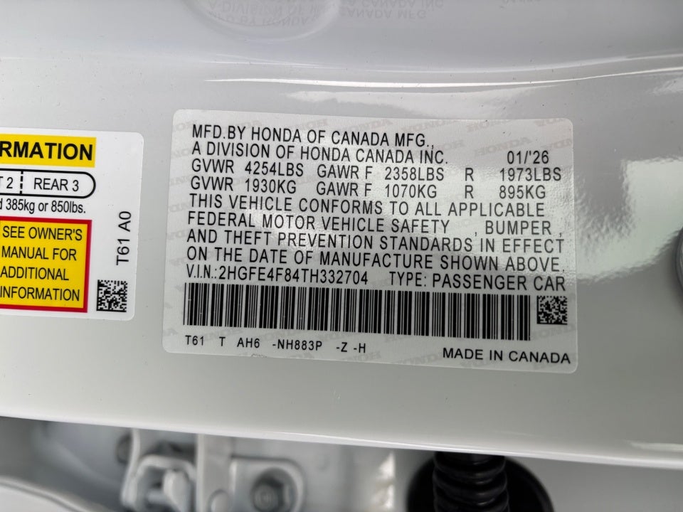 2026 Honda Civic Hybrid Sport