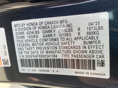 2025 Honda Civic Hybrid Sport