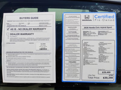 2026 Honda Civic Hybrid Sport