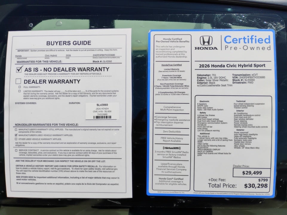 2026 Honda Civic Hybrid Sport
