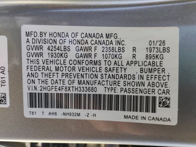2026 Honda Civic Hybrid Sport