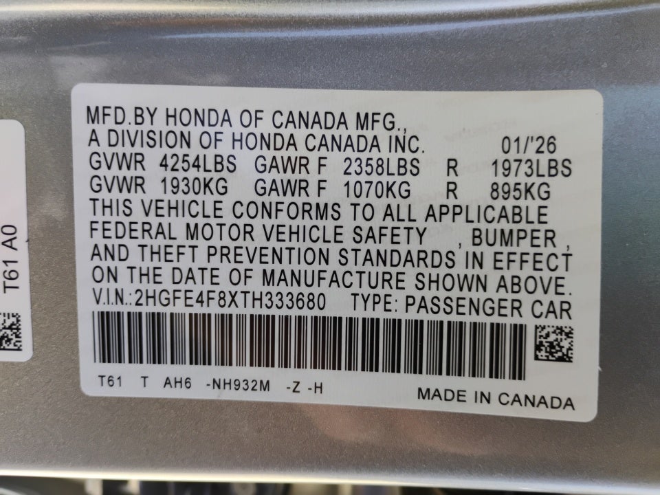 2026 Honda Civic Hybrid Sport