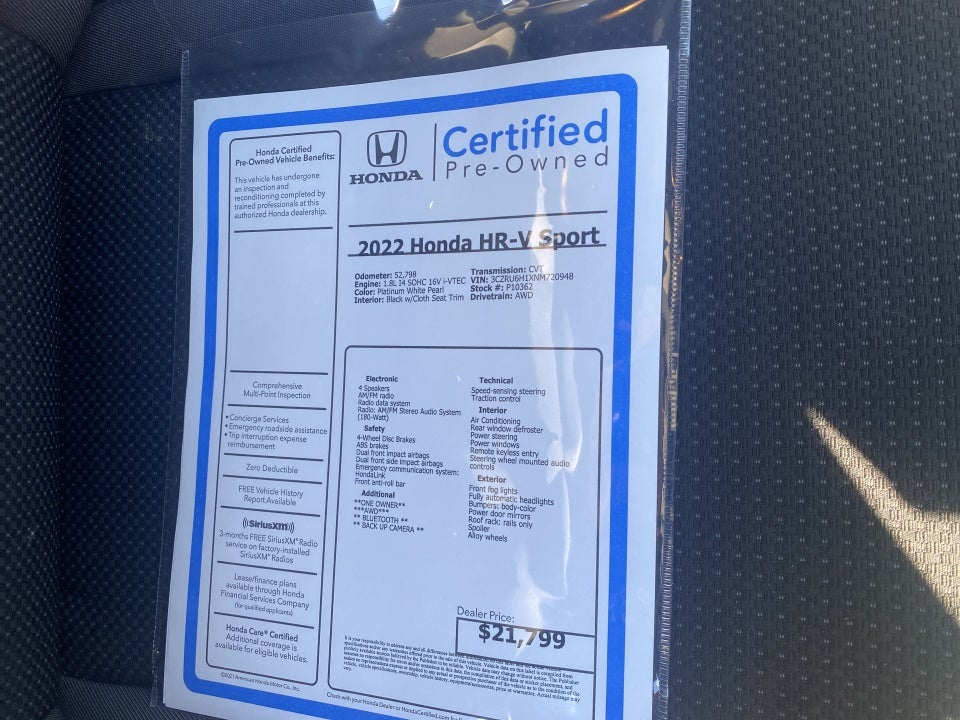 2022 Honda HR-V AWD Sport