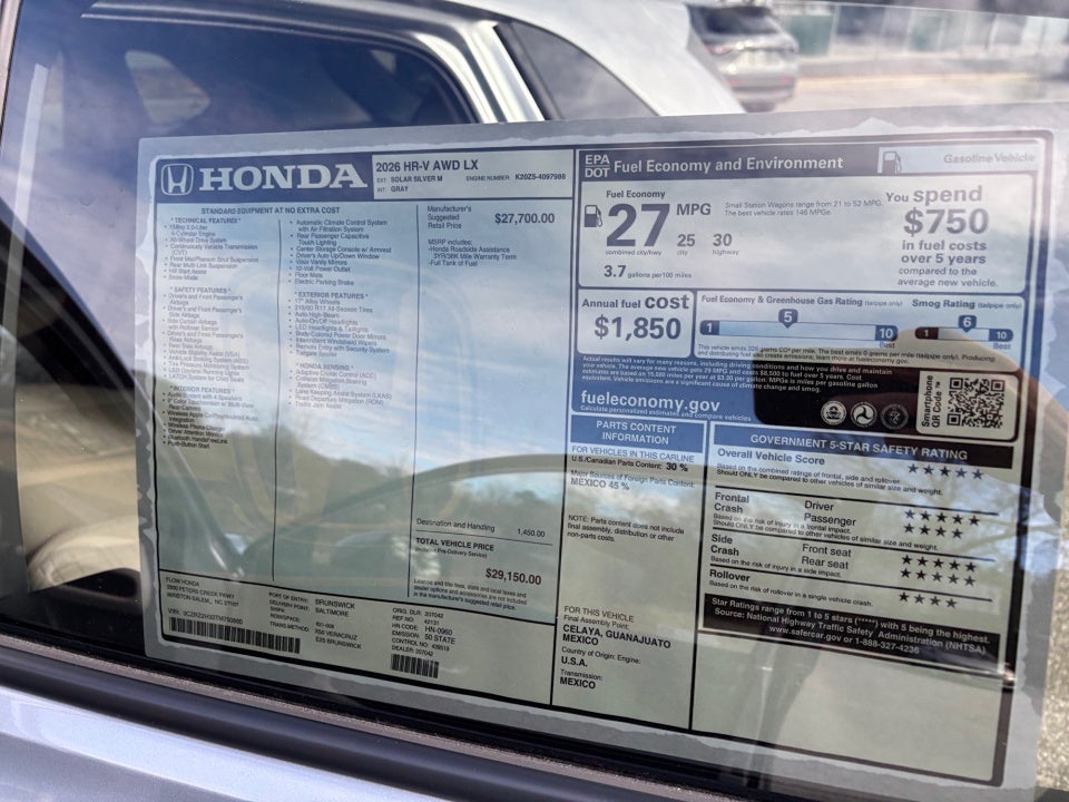 2026 Honda HR-V AWD LX